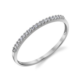 Tesori & Co 10k White Gold Lightweight Dainty CZ Wedding Stackable Band Size 6.5