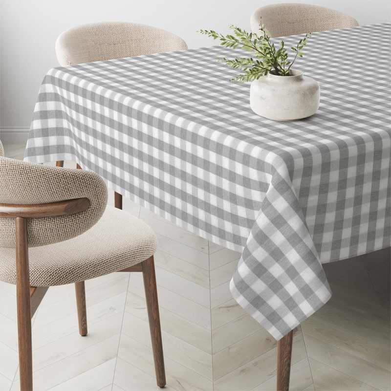 Martina Home TEFLONATED TABLECLOTH MADE Vichy Light Grey 220X140 CM