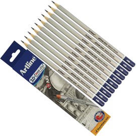 artline 10 x HB Graded Artist Professional Pencils Write Draw Sketch Shade + ZOFAX Biro BLACK Pen