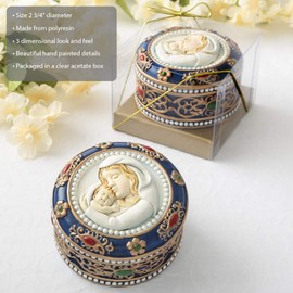 Fashion Craft 88013 Party Favor, Madonna and Child Rosary Box Trinket Box, Party Supplies, 2 3/4", Multicolor, 2 3/4" Diameter