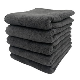 ddice Soft Absorbent Face Towels, Set of 5, Microfiber, Dry Towels, Lightweight, Thin, Soft to the Touch, Solid Color (Dark Gray)