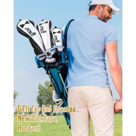 Golf Club Head covers Wood Set 3 PACKS 1FH DR FW UT for Driver Fairway Hybrid with No.Tag Elastic Closure Black PU Leather The Golf Father Gift