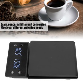 Cyrank Coffee Scale with Timer, 3kg/0.1g High Accuracy Digital, LED Touch Screen, Black ABS Plastic, Espresso Scale, Electronic Kitchen Scale