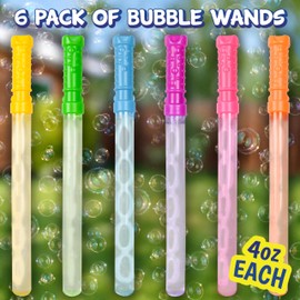 Sunny Days Entertainment Maxx Bubbles 4oz Bubble Wands – 6 Pack Bubble Wand Toy | Summer Fun, Outdoor Birthday Party Favors for Kids, 101799 Blue