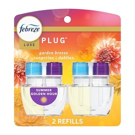 Febreze Plug In Air Freshener, Odor-Fighting Scented Oil Refill, Summer Golden Hour, 2 Refill