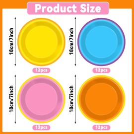 ojustbeok 48Pcs Girls Paper Plates Teacher Party Supplies Cartoon Girls Dessert Plates Tableware English Teacher Birthday Supplies for Birthday Picnic Baby Shower Boys Girl Party Decorations