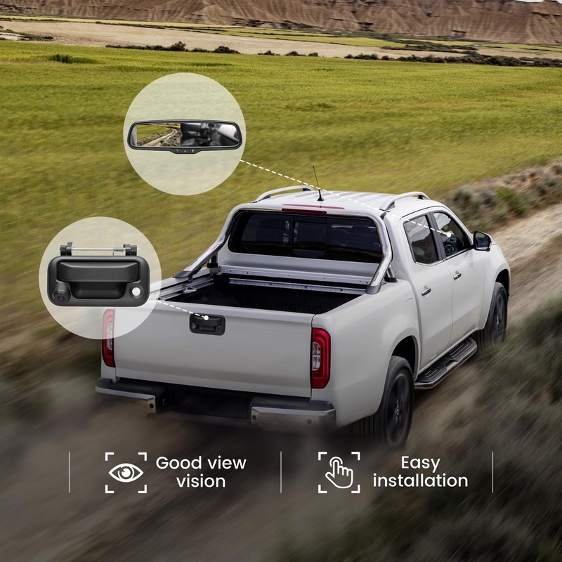 RED WOLF Tailgate Backup Camera + 7" Rear View Mirror