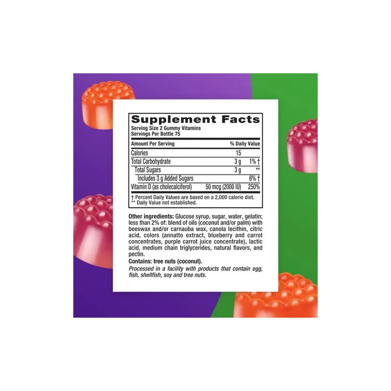 Vitamina D3 Nutrakey en Gomitas, 2000 IU y Sabor Frutal,
