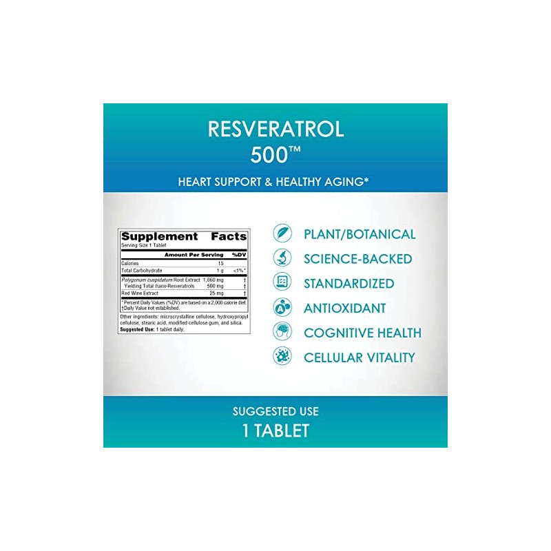 Source Naturals Resveratrol 500, Heart Support & Healthy Aging*, 500