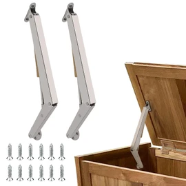 2 Pack | 20KG Gas Strut Spring Hinges for Heavy Lids to Keep Stay, Slow Down and Soft Close, Hydraulic Hinges for Toy Box Chest, Bench, Toolbox and Basement Floor Door