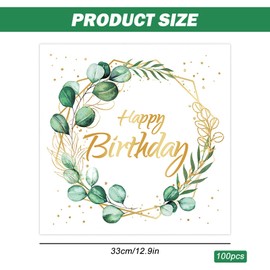 SPORWAY 100 Sheets Napkins: 33 x 33 cm, Green, Eucalyptus, Christening, Communion, Party, Garden, Table Decoration
