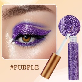 Purple Glitter Liquid Eyeliner – Waterproof Long-Lasting Shimmer Eye Liner with Precision Brush Tip, Sparkling Colorful Glitter for Vibrant Eye Makeup