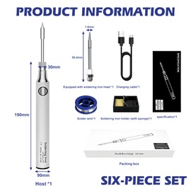 Vegena Soldering Iron Set, Wireless Soldering Iron with Soldering Iron Tips, Soldering Wire, Soldering Iron Stand, Charging Cable, Soldering Kit with Temperature Adjustable 330-450°C, for Electrical