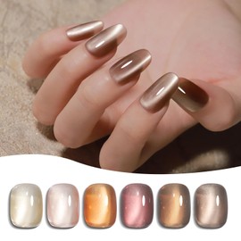 Coikaze Magnetic Nails, Ultra Fine Particles, Gel Magnets, Magnetic Nails, Gel with Magnets, Nail Magnet, Galaxy Gel, Color Gel, Cat Eyes, UV/LED Compatible, Set of 6 Colors, Gel Nail Kit, Beginner,