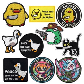 10 Pieces Peace was Never an Option& I Choose Violence Trendy Tactical Funny Morale Embroidery Loop and Hook Emblem Applique Patches for Uniforms Caps Backpacks Bags Vest Jackets