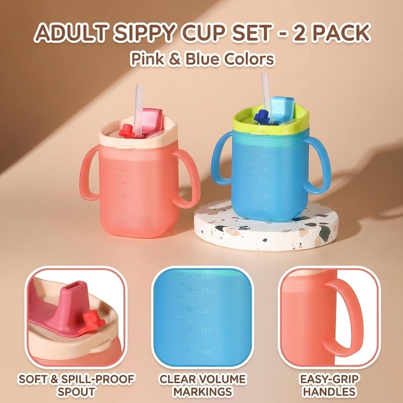 TUBAWD 2PCS Sippy Cup for, Drinking Cup, Cup with Straw,