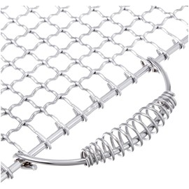 Endoshoji DTH03024 Commercial Grilling Net, Tafros, No. 24, Spring Loaded Handle, Iron, Chrome Plated, Made in Japan