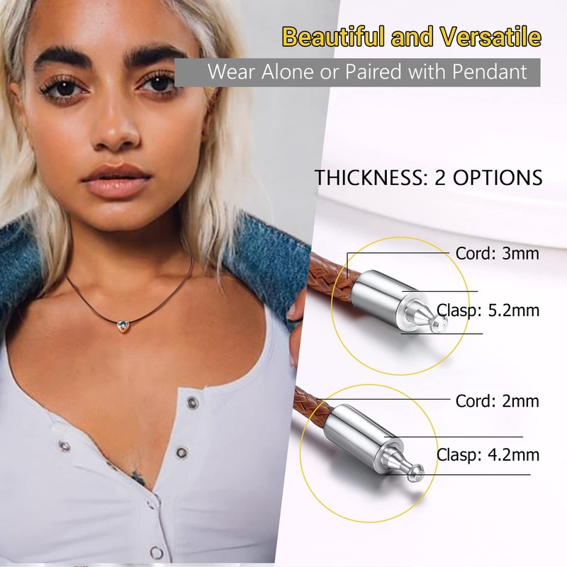 PROSTEEL Leather Necklace for Men 2mm 20 inch Wax Rope