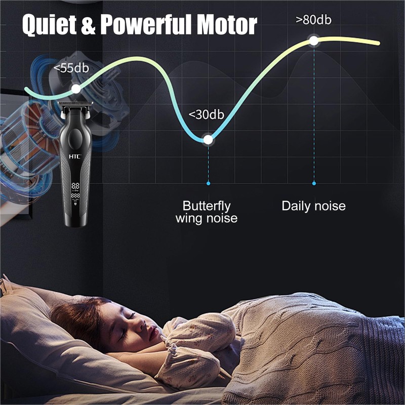 HTC Hair Trimmer with LED Display, Butterfly Wing Design, Precision