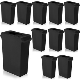 Windyun 10 Pcs 23 Gallon Black Spandex Stretchable Trash Can Cover Wedding Party Fundraiser Decorations for Home Garden (Not Include Trash Can)