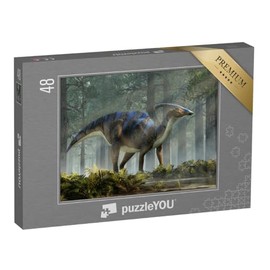 puzzleYOU: 48 Piece Parasaurolophus, a Kind of Herbivorous Dinosaur, 3D Rendering