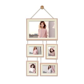 INFRAMART Collage photo frames for hanging on the wall, picture frames for boys, girls, gallery wall frame, wall mount. (Peach Pull w/Ivory, 12X8 w/4RX2+3RX2)