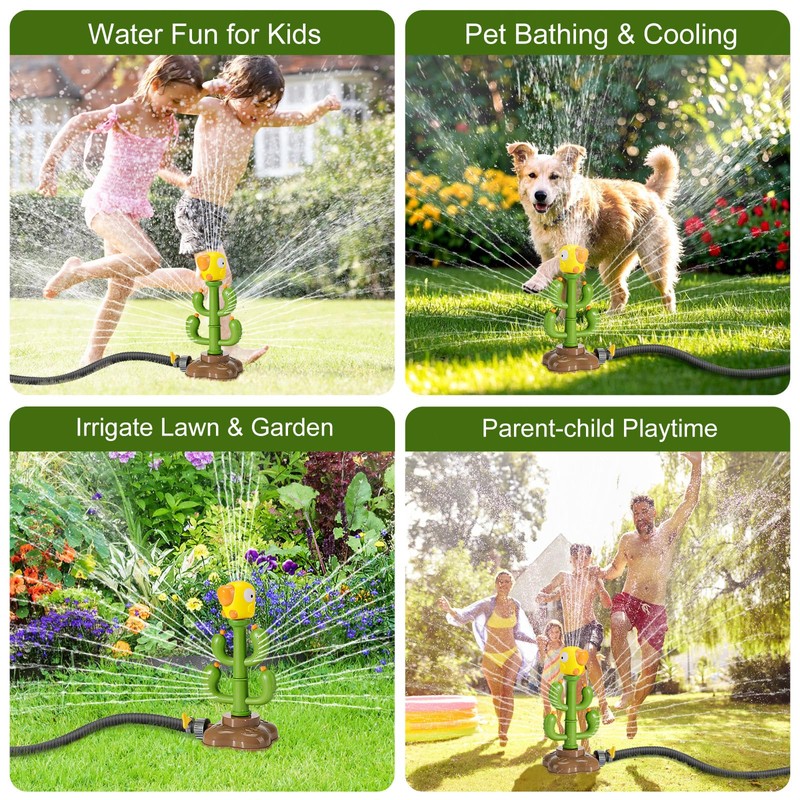HeySplash Water Sprinkler Toy, Spinning Cactus Kids Sprinkler Toy, Summer