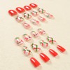 24Pcs Christmas Fake Nails Short Almond Press on Nails with