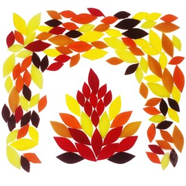 Allazone Petal Mosaic Tiles, 200G Hand Cut Stained Flower Leaves Glass Tiles, Red and Yellow Mosaic Glass Pieces for Home Decoration or DIY Crafts