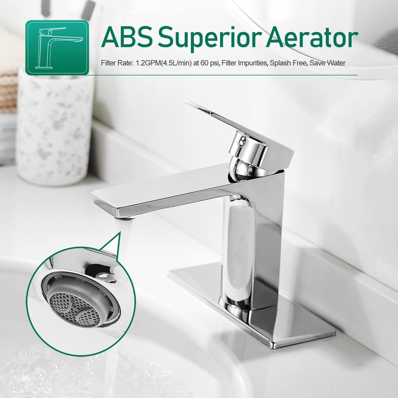VOTON Chrome Bathroom Faucet One Hole Single Handle Bathroom Sink