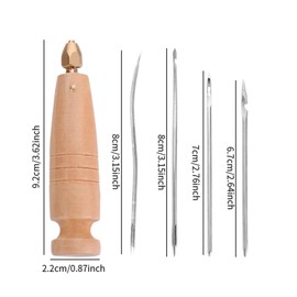 Baoblaze Canvas Leather Sewing Awl Leather Craft Sewing Supplies Manual Wood Handle Stitching Awl for Marking Surfaces Leatherworking