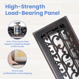 Howeall 4x10 Inches 2 Pack Heavy Duty Walkable Floor Register - Easy Adjust Air Supply Lever Decorative Floor Vent Covers - Savannah Design Vent Covers for Home - Oil Rubbed Bronze