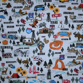 Signature BonEFul FQ Cotton Quilt White Rainbow US American Road States Route 66 Scene Map