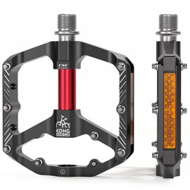 KO-331 Bicycle Pedal, Flat Pedal, High Rotation Performance, Sealed Bearing x 3, Reflector, Anti-Slip, Wide, Road Bike, Cross Bike, MTB, Mamachari, Black