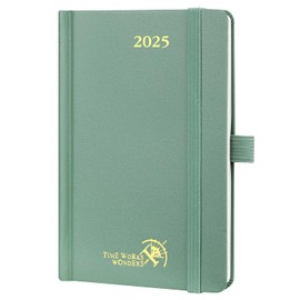 POPRUN 2025 Pocket Calendar, Small, Hard Cover, Approx. A6 (16 x 10.5 cm), Small 2025 Calendar (Jan. 2025 - Dec. 2025), Weekly Planner, 1 Week to 2 Pages, with Inner Pocket, Midnight Green
