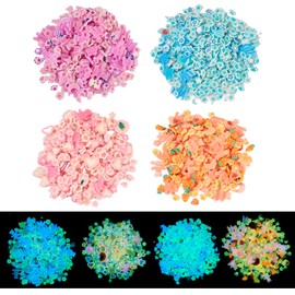 Spritewelry 960pcs Glow in The Dark Polymer Clay Silce 4 Colors Luminous Nail Art Slices Cabochons Decoden No Hole for Earring Keychain Jewelry Making Scrapbooking Home Party Decor