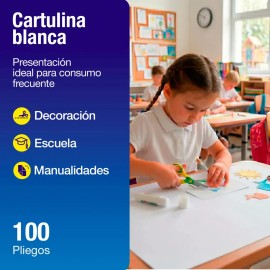 Cartulina Escolar 50 x 65 cm | Paquete 100 Piezas | Multiusos Biodegradable | Ideal para Trabajos Escolares, Manualidades, Publicidad | APSA