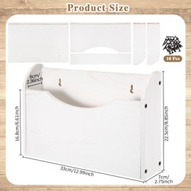Suzile Wall Mounted File Holder Wood Magazine Holder Wall Hanging File Organizer for Office Mail Magazine Letter Paper Folder Organization (Pure White)