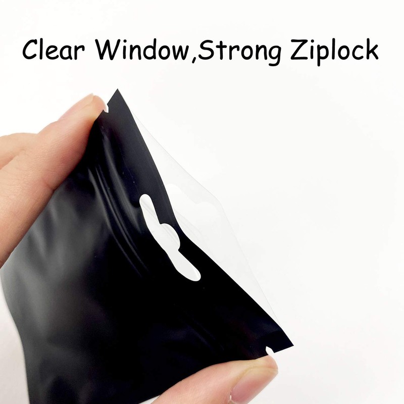 100 Pcs Black Resealable Smell Proof Ziplock Storage Bags, Foil
