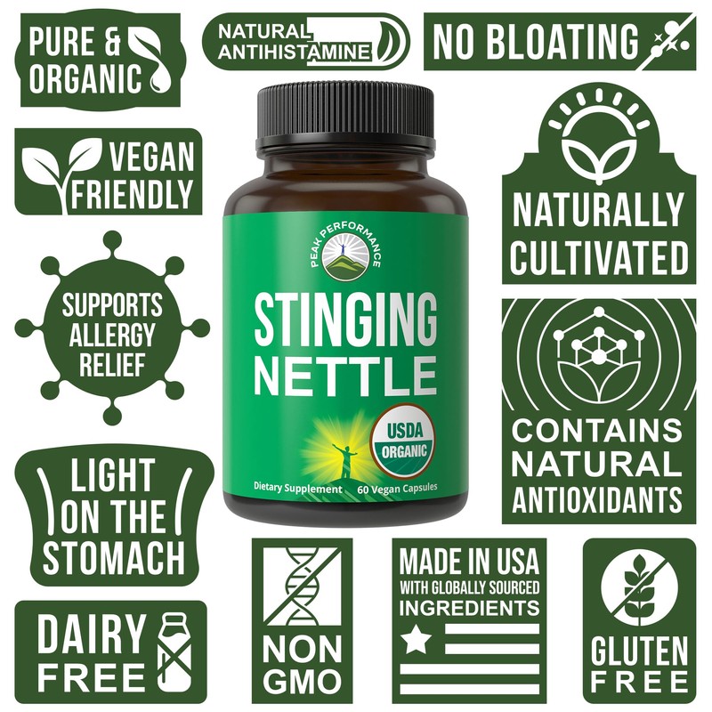 USDA Organic Stinging Nettle Vegan Capsules Made with Stinging Nettle