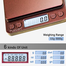 Fuzion Digital Scale .1 Gram Accuracy, 3000g Mini Food Scales for Herb, Spice, Jewelry, Gold, Small Food Scale - Weight Gram and Oz