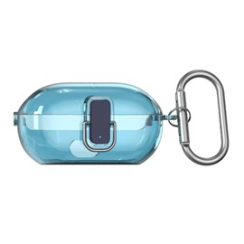 [Upgrade Lock] Case for Beats Solo Buds, VAEKNVG Shock-Absorbing Protective Armor Cover for Beats Solo Buds Accessories, TPU Hard Shell with Carabiner & Lanyard (Clear Blue)