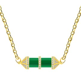 Vivaday Green Jade Crystal Healing Necklace for Women | Dainty CZ Chakra Pendant with Hexagonal Design | Gold Plated Gemstone Jewelry | Reiki Energy Necklaces | YA4825-18"+2" Extended Chain
