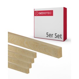 Gedotec Wooden Strips - Wooden Boards for Building Craft Blocks 100 cm Long | 5 Pieces 5 x 60 mm | Basic | Versatile Wood for Crafts of Various Objects - for Windowsill Cladding Interior