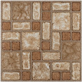 Vinyl Floor Tiles Wood & Marble Look 2mm Thick Highly Durable Sticky Floor Tiles (12" x 12", Cobble Mosaic)