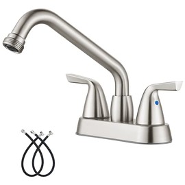 Aolemi Laundry Sink Faucet 4 Inch Centerset, Utility Sink Faucets with Swivel Spout and 3/4" NPT Threaded End, 2-Handle Faucet for Laundry or Utility Room, Brushed Nickel