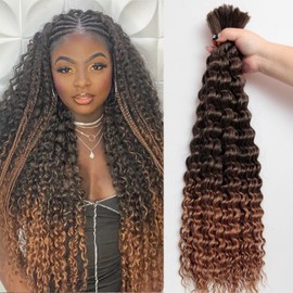 SUYIAPIY Boho Hair for Braiding Deep Wave Bulk Hair for Braiding Natural Black Micro Twist No Weft Wet and Wavy Braids 1B/27 22 Inch 8 pack
