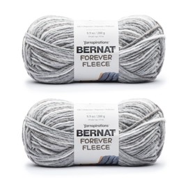 Bernat Forever Fleece Jasmine Yarn - 2 Pack of 280g/9.9oz - Polyester - 6 Super Bulky - 194 Yards - Knitting/Crochet