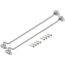 ZiYuya Hook and Eye Latch, Stainless Steel Gate Hook Cabin Hook Lock, Hook Eye Latch Door Lock Hook Lock Latch for Wooden Gates Window Brace Gate Door Catch (Silver, 2 Pack, 14 Inch)