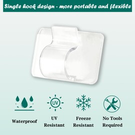 Dazzle Bright Hooks for Outdoor String Lights Clips, 30Pcs Heavy Duty Cable Clips Waterproof Adhesive Strips for Hanging Christmas Light, Outside UV-Resistant Clear Sticky Cord Holders Rope Organizer